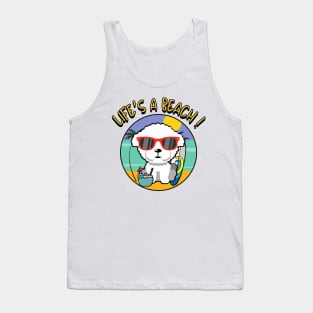 Cute furry dog Goes to the beach Tank Top